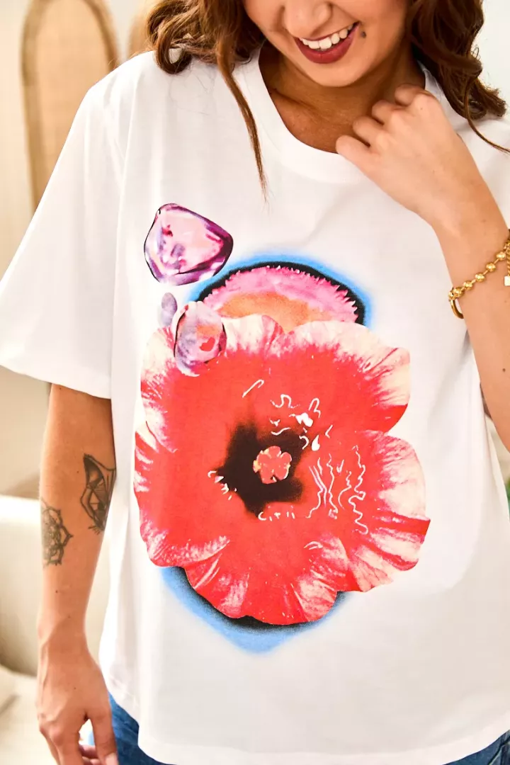 Tshirt Fleur Blanc&nbsp;| Juste Elles
