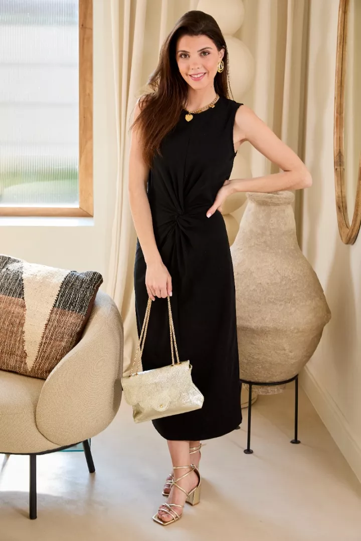 Robe longue Ang&egrave;le Noir&nbsp;| Juste Elles