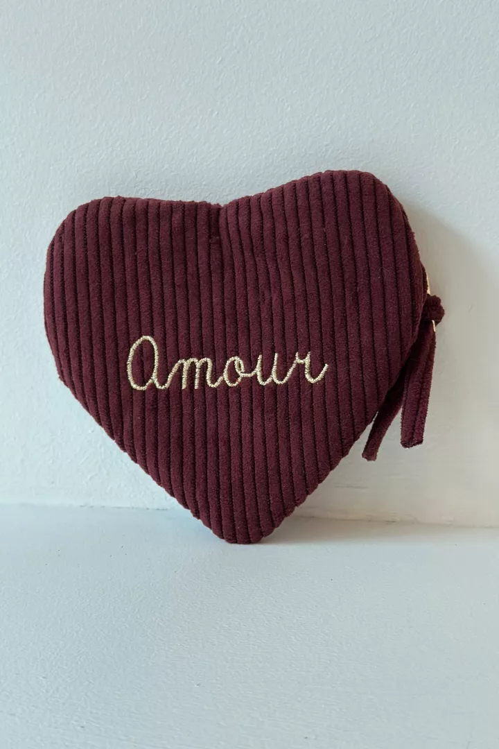 Pochette coeur Amour Bordeaux