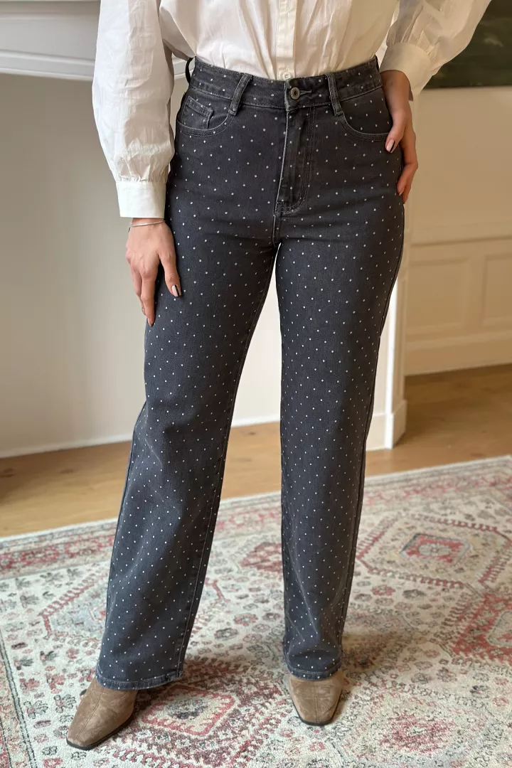 Jean &agrave; pois Manon Gris