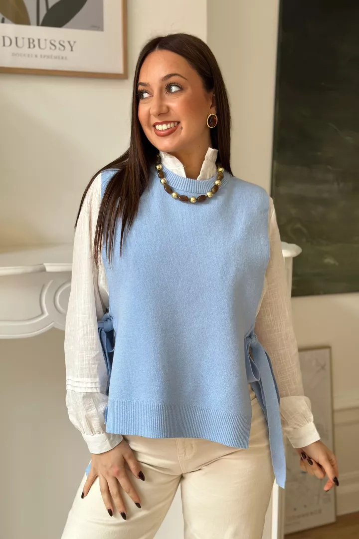 Pull sans manches Anouk Bleu clair