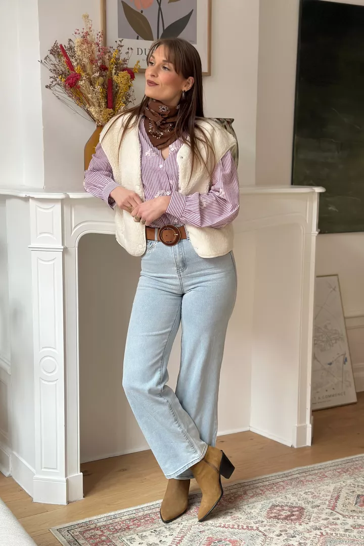 Chemise brod&eacute;e Flavie Violet