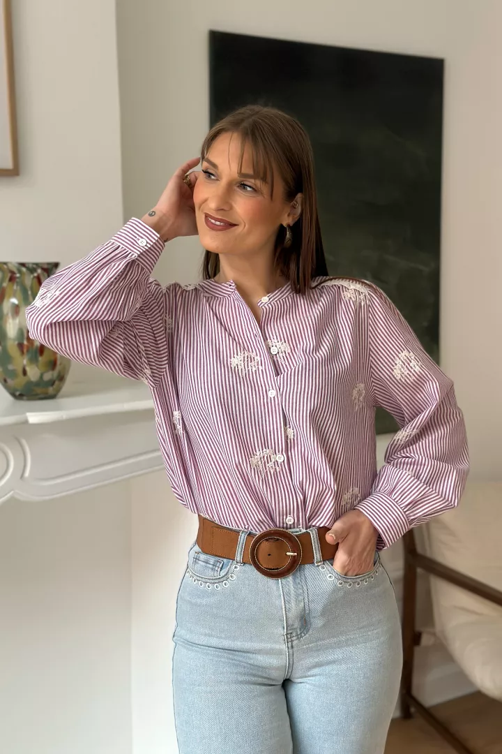 Chemise brodée Flavie Violet