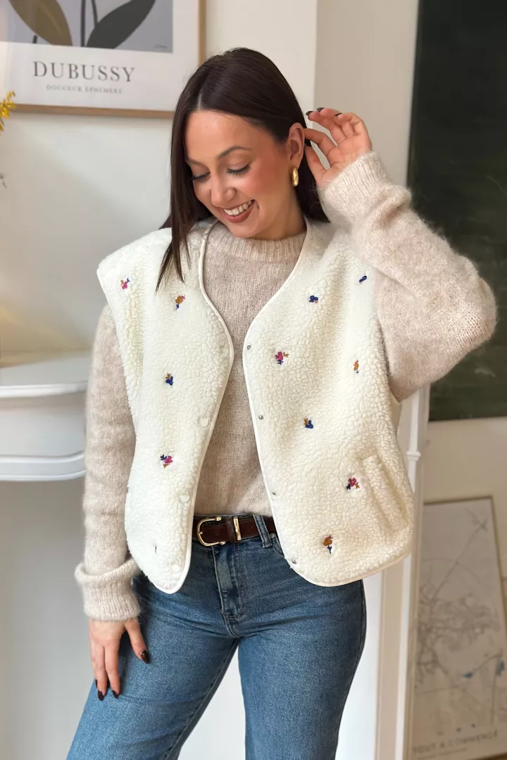 Gilet sans manche Agatha Ecru