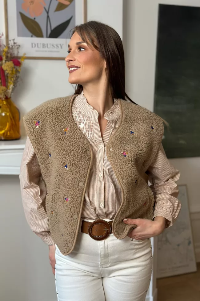 Gilet sans manche Agatha Camel