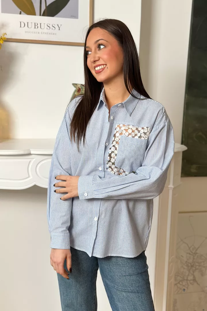 Chemise Fleur Bleu