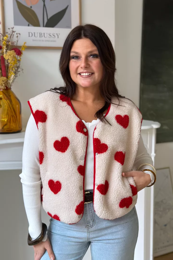 Gilet sans manche Mira coeur Beige