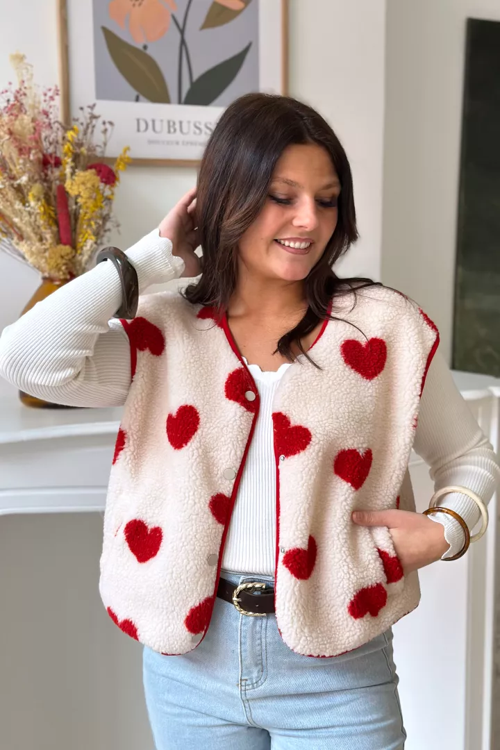Gilet sans manche Mira coeur Beige
