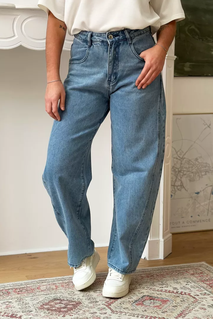 Jean barrel Kenza Bleu