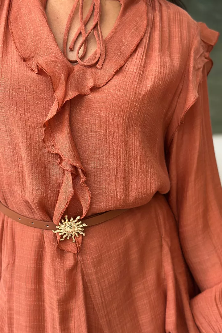 Robe courte et ceinture Maelia Terracotta