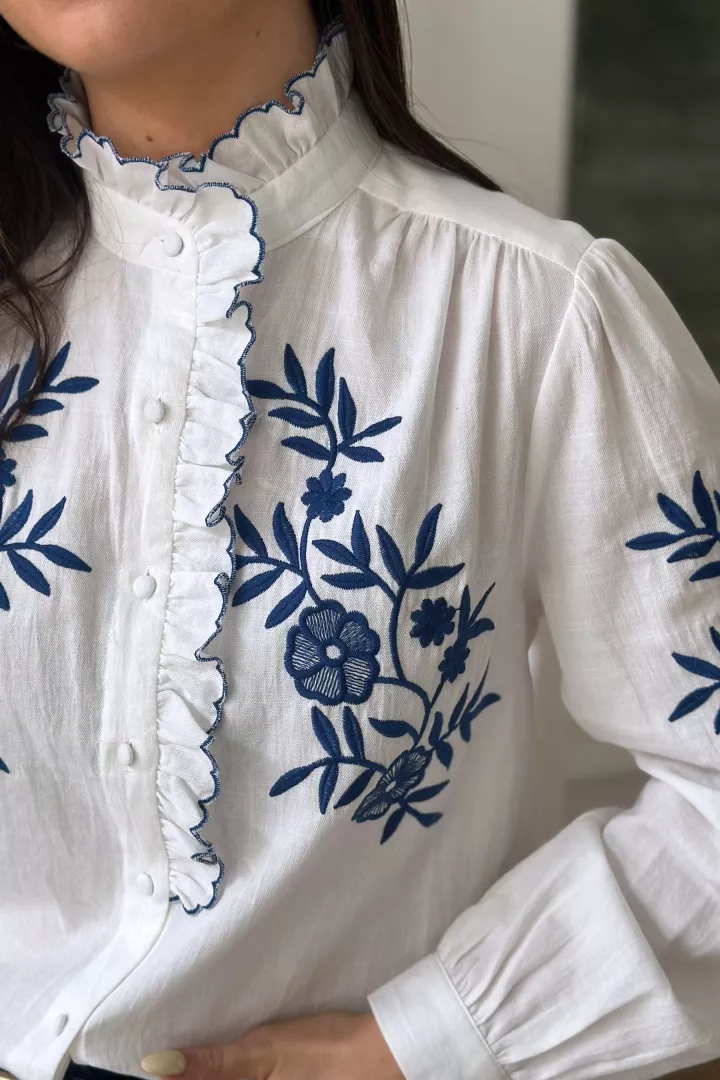 Chemise Nona  Blanc-bleu