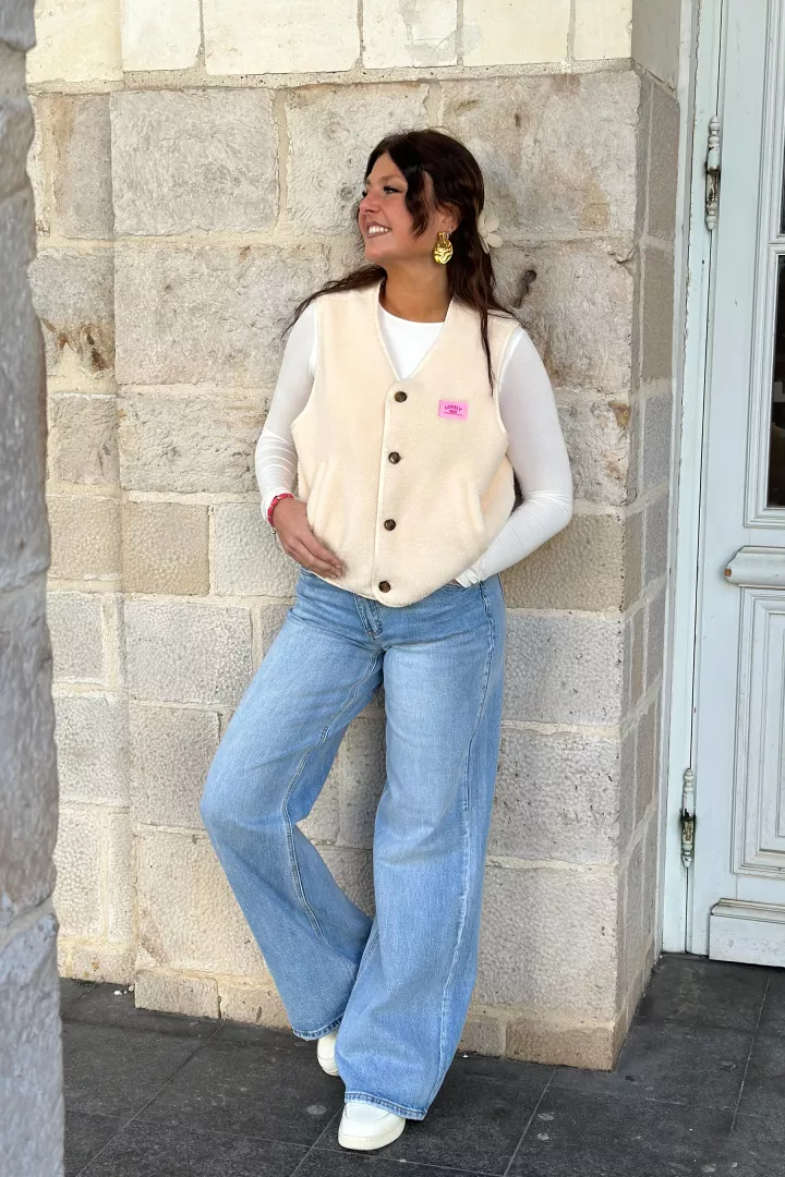 Gilet sans manche r&eacute;versible Catrina Beige-rose