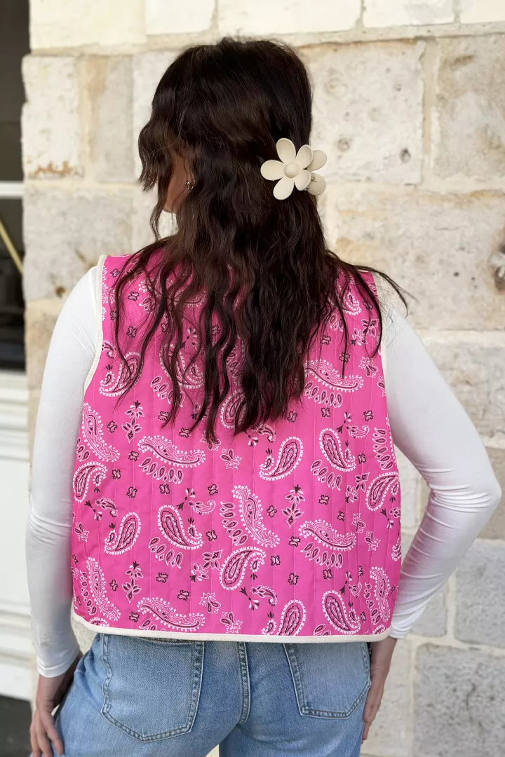 Gilet sans manche r&eacute;versible Catrina Beige-rose