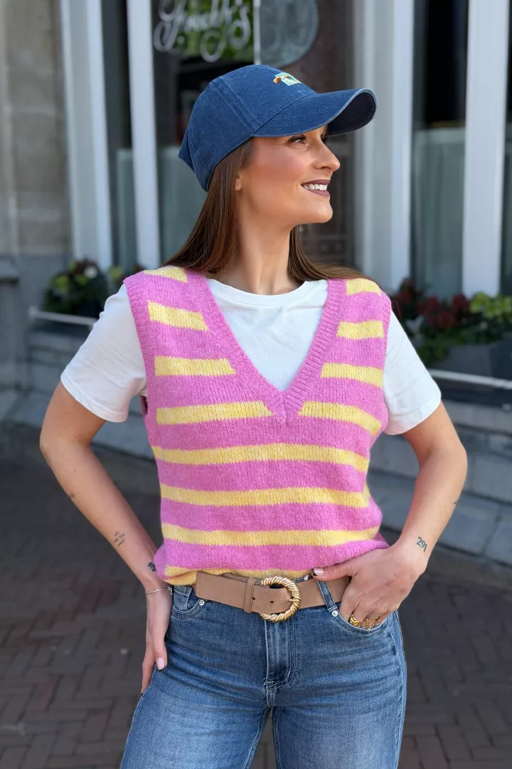 Pull raye Yvana Jaune