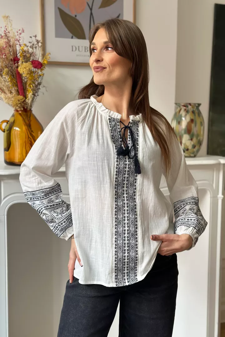 Blouse Coline Blanc-bleu