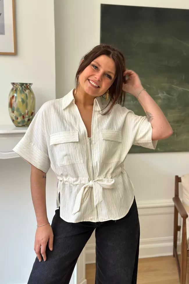 Blouse zip Sally Blanc