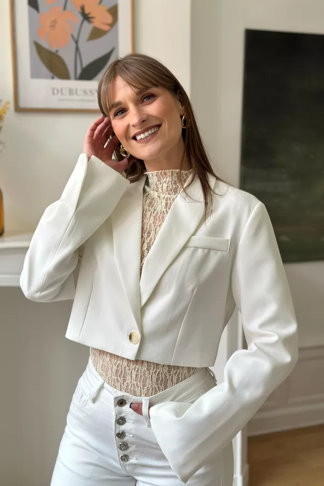Veste Blazer court Elly Blanc