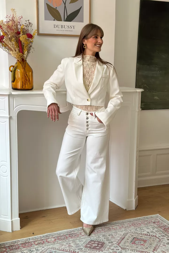 Veste Blazer court Elly Blanc