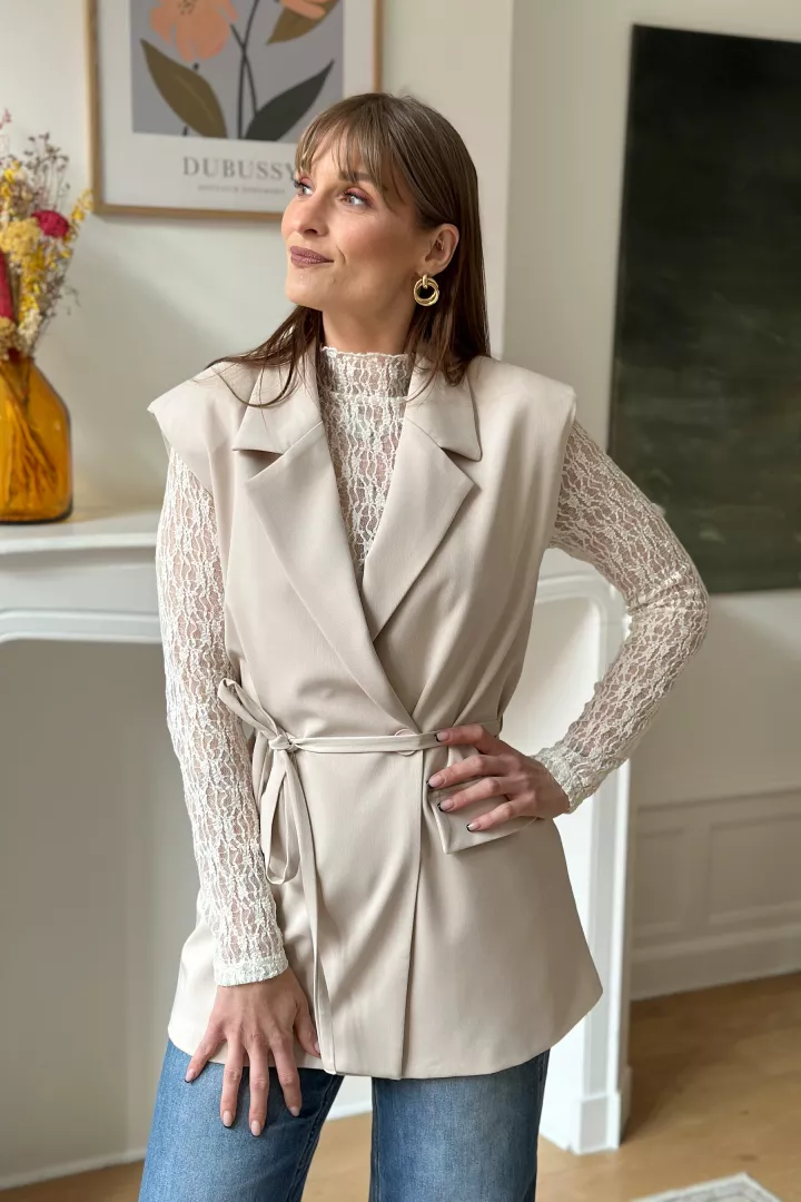 Blazer sans manches Mya Beige